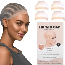 2pcs Invisible HD Wig Caps for Lace Front Wigs - Transparent Stocking Caps for Women - Wig Accessories for a Natural Look (1 Pack 2 Pcs)