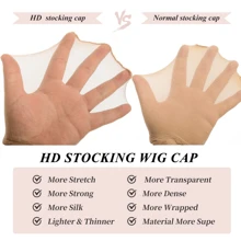 2pcs Invisible HD Wig Caps for Lace Front Wigs - Transparent Stocking Caps for Women - Wig Accessories for a Natural Look (1 Pack 2 Pcs)