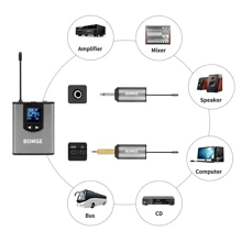 降噪無線耳麥套裝,可充電,附夾式麥克風,適用於現場直播,教室教學,錄音,唱歌等等 - 灰色 - 查看 2