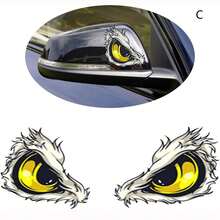 1對眼睛3d汽車貼紙,防水立體反光貓眼貼紙,側面後視鏡有趣的機車裝飾貼紙,汽車外飾配件 - 彩色 - 查看 8