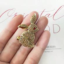 1 件合金水鑽兔胸針,鍍金/鍍銀,青年男女日常服裝,背包配件,帶卡片包裝,非常適合送給朋友 - 金色 - 查看 9