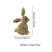 1 件合金水鑽兔胸針,鍍金/鍍銀,青年男女日常服裝,背包配件,帶卡片包裝,非常適合送給朋友 - 金色 - 查看 3
