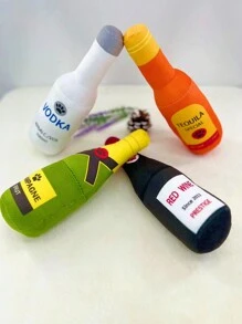 1pc Green Pet Plush Squeaky Toy, Bottle Shaped, With Plush Filling And Durable Materials, For Dogs And Cats, For Pet Use Only. - Green - View 5