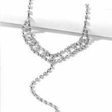New European And American Style Double-layer Rhinestone Necklace With Tassel For Women's Cross-border Accessories - Silver - View 5