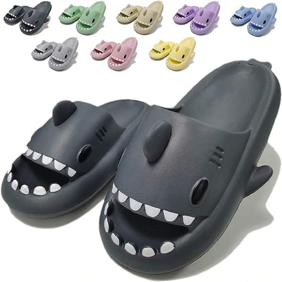 Chanclas con diseño de tiburón gris exterior para hombre y mujer leodys - Negro - Ver 1