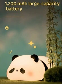 熊貓爪睡覺矽膠小夜燈創意拍拍小夜燈玩具。室內臥室氛圍裝飾。擠壓燈矽膠胖熊貓夜燈。熊貓國寶小夜燈。睡眠燈。床頭燈。生日禮物,創意禮物。可愛的書桌禮物,小夜燈,觸控和床頭打鼾貓矽膠燈 - 白色 - 查看 3