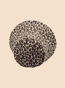 1pc Women's Leopard Print Linen Reversible Bucket Hat, Adult Outdoor Casual Headwear, Suitable For Daily Use Vintage
