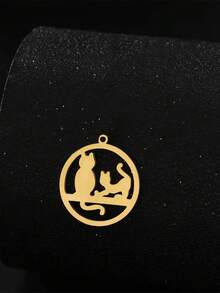 1個不鏽鋼可愛動物貓掛墜,適用於自製珠寶,適合項鍊,耳環,帽子裝飾,批發 - 貓咪系列 - 查看 2