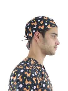 SOULMATE Gorro Médico Quirúrgico Para Hombre - Dinosaurio  con Negro - Ver 2