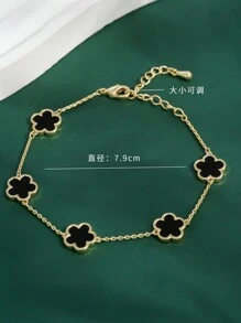 1 Miếng Năm cánh Thiết kế hoa Vòng tay Đối với phụ nữ , Cỏ ba lá Cánh hoa Vòng tay , Đơn giản & Linh hoạt Tay Đồ trang sức - hoa năm cánh - Xem 2