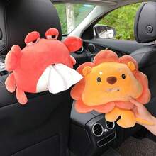 1入組獅子蟹紙巾拉式盒裝，汽車用紙巾盒，拉式紙巾盒袋，創意可愛毛絨扶手箱紙巾盒，家居必備 - 螃蟹 - 查看 6