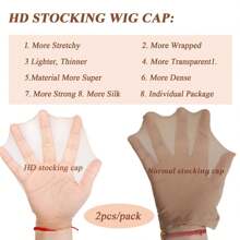 2入組hd假髮帽薄而透明的hd假髮帽襪帽隱形假髮帽薄尼龍帽hd假髮帽,為女性蕾絲前假髮配件禿頭假髮帽,薄而透明 - 無色 - 查看 7