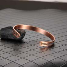 1 件 99.99% 纯铜网格图案手链，可调节磁性袖口手镯，带 6 个强力磁铁，复古风格珠宝礼物 - 銅色 - 查看 1