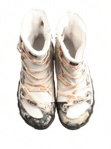 TMA EYES 1 đôi Mắt Của phụ nữ Phong cách Retro Giày bốt ngắn , Tay Khâu Với Tân màu , Da giả Chèn Đối với Tương phản , Lót , Thường xuyên Lông , Thêu Dây giày , Chống trượt , Bền chặt , Thoải mái , Ấm áp , Thích hợp Đối với Ngoài trời , Giải trí , Kích thước lớn , Rộng Đôi chân - trắng - Xem 4