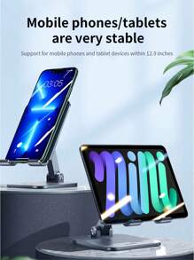 KOOLIFE 10吋平板電腦支架，桌面手機支架，鋁合金金屬底座支架，兼容iPad Pro/Air 5/Mini，與蘋果/華為/小米等品牌通用 - 槍色 - 查看 5