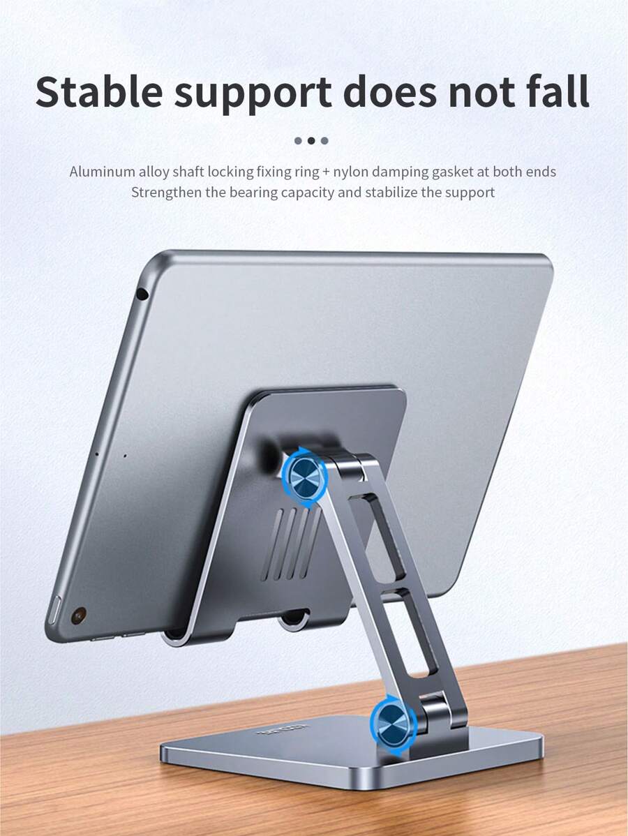 KOOLIFE 10吋平板電腦支架，桌面手機支架，鋁合金金屬底座支架，兼容iPad Pro/Air 5/Mini，與蘋果/華為/小米等品牌通用 - 槍色 - 查看 1