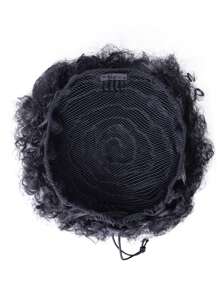 6吋短卷鬆順或結實摩登氣息的拉繩馬尾髮型,適用於非洲裔美國女性,剪接上花梢易於更換並可搭配裝飾用品,情境如為日常、聚會、節日等。 - 黑色 - 查看 4