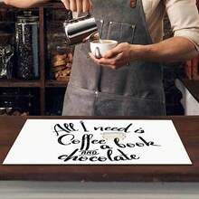 1 件桌上型吸水咖啡吧墊附咖啡杯圖案,適用於廚房檯面、咖啡機、咖啡壺、餐廳裝潢等。 - 彩色 - 查看 8