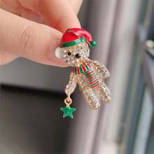 歐美風格卡通聖誕熊胸針,華麗服飾配件,防滑胸針 - 彩色 - 查看 1