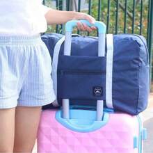 1pc Pink Travel Bag, Large Capacity Luggage Bag For Women, Portable Carry-On Sport Gym Bag With Wheels - Blue - View 2