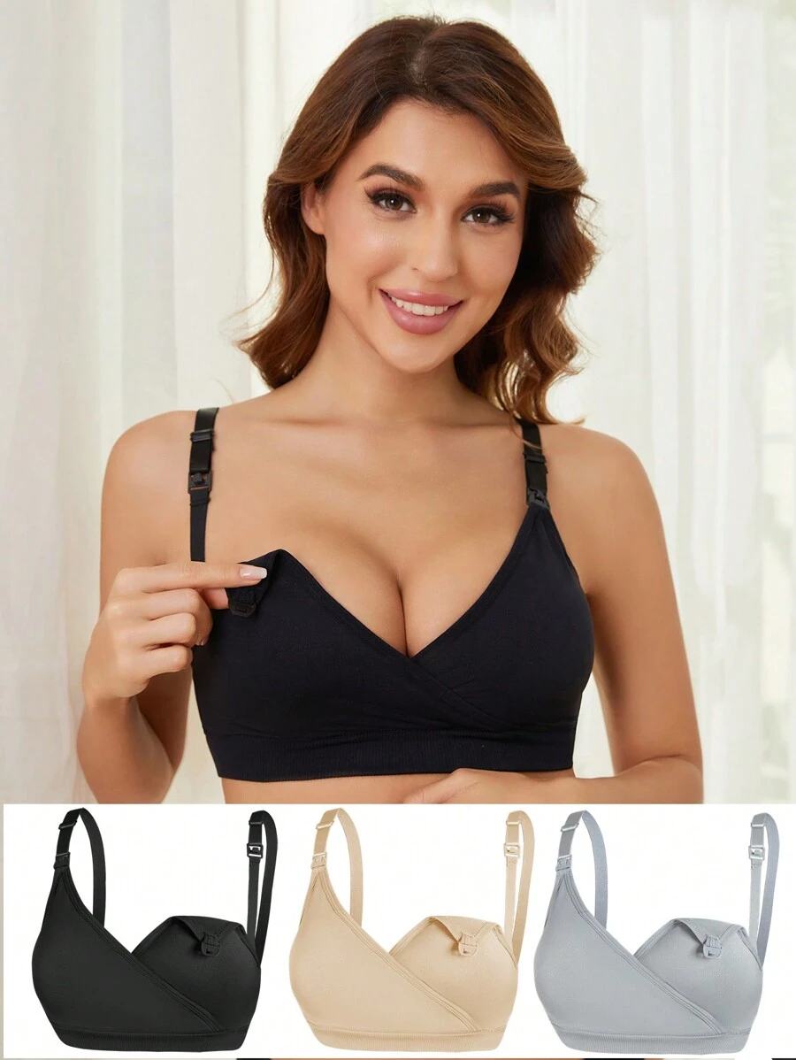 3 cái/bộ Thai sản Áo ngực điều dưỡng , Gợi cảm Mặt trước Mở Vượt qua Phong cách Liền mạch Cho con bú Đồ lót , Thoải mái Bras Che phủ - Nhiều màu - Xem 1