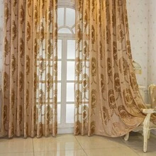 1 Miếng Dày Phong cách châu Âu Dệt hoa Rèm Với Lãng mạn Mô hình hoa Đối với Phòng khách , Phòng ngủ , Ban công , Phòng ăn Trang trí - Màu cà phê - Xem 5