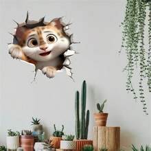 Juego De 4 Piezas, Calcomanías 3d Con Dibujo De Gato Y Ratón, Calcomanías De Animales, Calcomanías Divertidas, Calcomanías Para Coche, Calcomanías Para Pared. - Multicolor - Ver 5