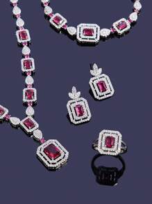 bedazzled 1套5入組新娘女士婚禮豪華珠寶套裝 - 方形 - 查看 12