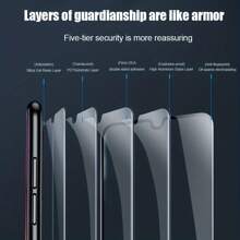 1入組黑邊鋼化玻璃手機屏幕保護貼，高硬度防刮花，高鋁矽玻璃屏幕具備防光泄漏和高清晰度，適用於三星A/F/M系列手機 - 1pc - 查看 4