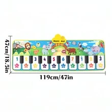 1pc Piano Music Dance Mat, Electronic Interactive Music Game Mat For Parent-child, Christmas Gift - Black and White - View 7