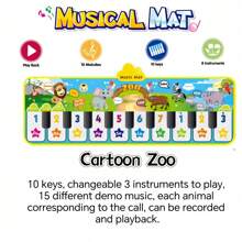 1pc Piano Music Dance Mat, Electronic Interactive Music Game Mat For Parent-child, Christmas Gift - Black and White - View 2