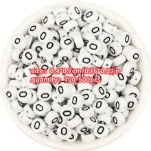 Yiwu Qiyou Accessories Co., LTD 500/200/100颗7毫米元音字母亚克力珠，白色底黑色字体，适用于制作手链、项链、手机链和各种DIY配件 - 黑與白 - 查看 12