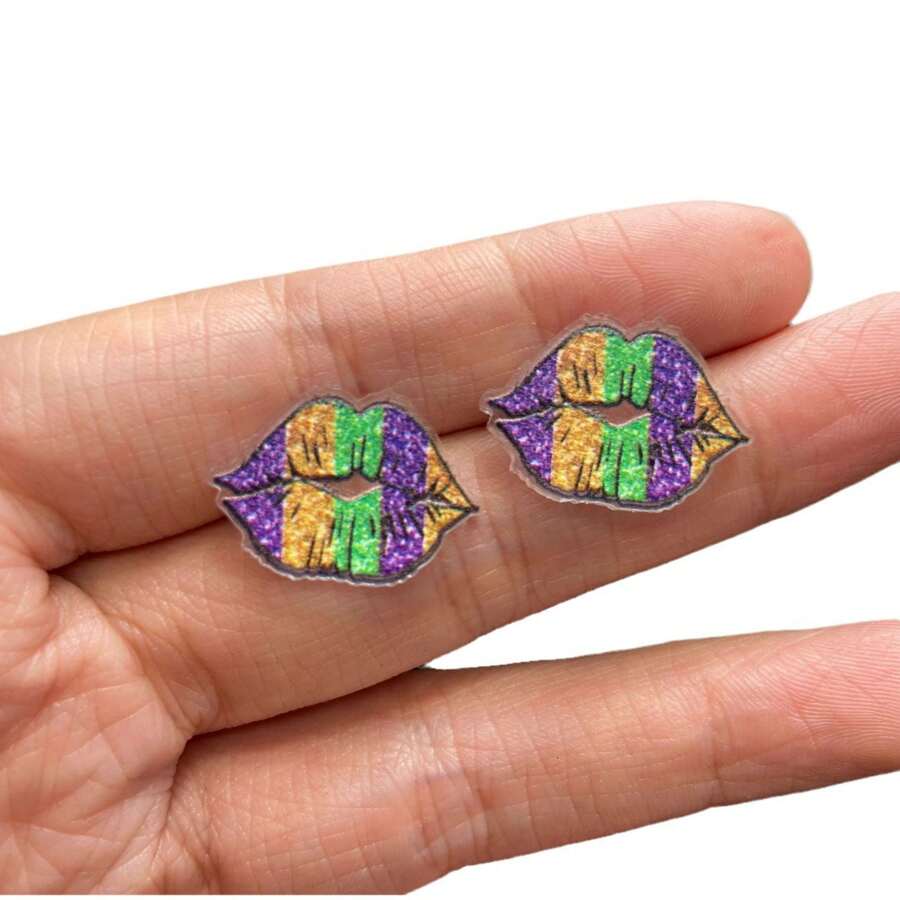 聖帕特裡克節閃閃發光的綠色三葉草、五角星、豹紋和吉祥葉子造型耳環,獻給女性 - 彩色的 - 查看 1