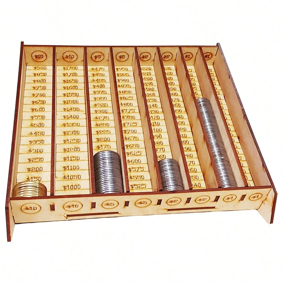 Rockkings Contenedor Organizador Contador Monedas Marimba Mdf Madera - Beis - Ver 1