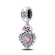 1個復古銀色閃閃發光的粉色甜蜜愛心星光守護天使翅膀蓮花吊墜珠適用於手鍊項鍊diy珠寶製作 - 蓮花SC452 - 查看 10