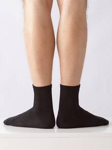 Deefly 3雙帶點瑜伽襪防滑低跟中腿襪純色家用醫院健身芭蕾舞蹈 - 深灰色 - 查看 3