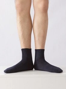 Deefly 3雙帶點瑜伽襪防滑低跟中腿襪純色家用醫院健身芭蕾舞蹈 - 深灰色 - 查看 2