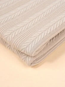 (swaddle Blanket*1, Bow Hat*1, Headband*1) Newborn Baby Swaddle Blanket Set, Plain Color Waffle Pattern Wrapped Blanket With Three Pieces - Khaki - View 5