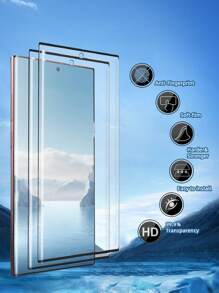 4-In-1 Set Of 2pcs Curved High-Definition Tempered Glass Screen Protectors + 2pcs High-Definition Lens Protectors, 9H Hardness, Anti-Drop, Anti-Scratch, Waterproof Compatible With Samsung Galaxy S21/S22/S23/S24 Ultra, Galaxy S24 FE, Galaxy S25 Ultra, S25 Gift For Birthday, Family, Friends Phone Screen Protector, Phone Accessories