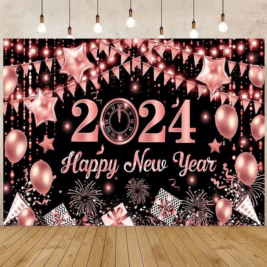 1pc Rose Gold Balloon Happy Birthday Background Cloth, Birthday Party Background Decoration Supplies Banner Background Cloth