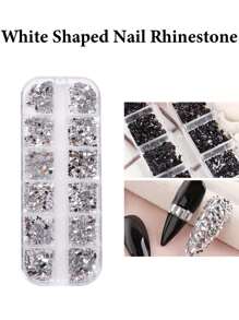 12 Compartments Mixed Shape Rhinestones - Heart, Star, Moon, Flower Crystal Nail Art Decorations, DIY Nail Jewelry Accessories