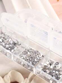 12 Compartments Mixed Shape Rhinestones - Heart, Star, Moon, Flower Crystal Nail Art Decorations, DIY Nail Jewelry Accessories