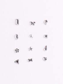 12 Compartments Mixed Shape Rhinestones - Heart, Star, Moon, Flower Crystal Nail Art Decorations, DIY Nail Jewelry Accessories