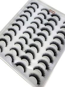 HBZGTLAD 20 对/套交叉浓密蓬松仿貂皮睫毛，适合自然纤长手工卷曲 3D 假睫毛化妆，混合款式条状睫毛、睫毛、睫毛、假睫毛 - 黑色 - 查看 3