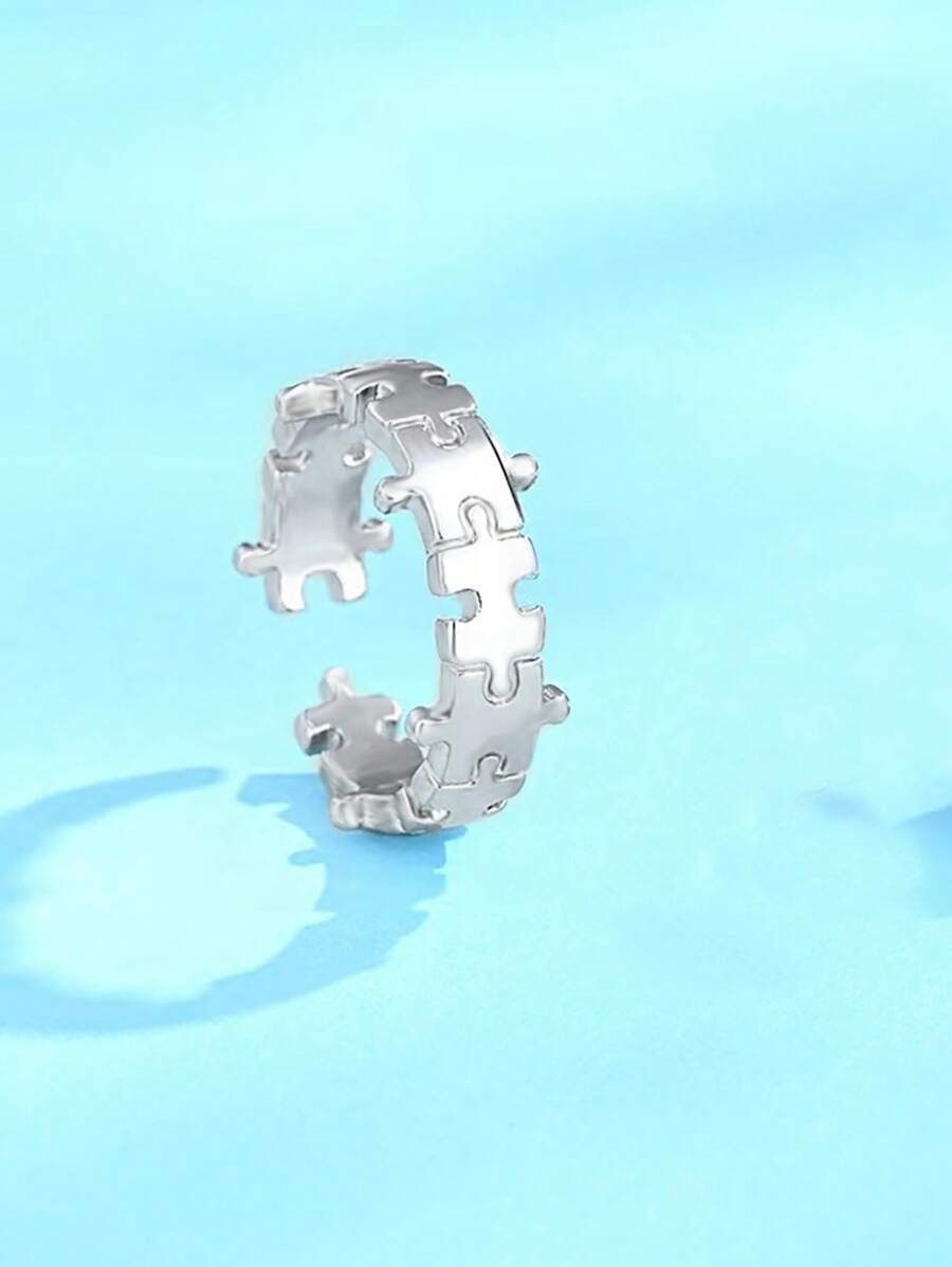 1pc Men's Stainless Steel Minimalist Puzzle Ring - ring - View 1