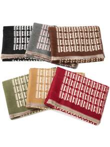 1 Mujer Pashmina Roja Circular Geométrica Con Textura Suave Y Borlas, Perfecta Para El Uso Diario, De Trabajo Y Casual En Otoño-invierno - Rojo - Ver 4