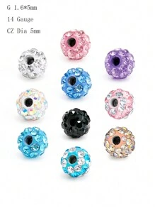 CIZME 10 cái/bộ Thép y tế Thay thế Những quả bóng Đối với Đồ trang sức Xuyên ( Bụng , Lưỡi , Núm vú , Công nghiệp ) 5mm - Bạc - Xem 12