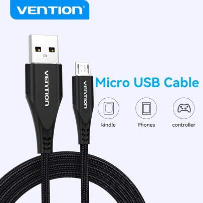 Cable Micro USB VENTION, cable de carga para tableta Kindle Fire de 60W 3A con trenza de nailon, cable de carga micro USB compatible con Samsung Galaxy S6 S7 S5 J7 J5 y mandos