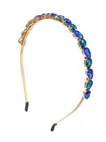 1 Fashionable And Versatile Love Gemstone-Encrusted Diamond High Skull Headband Women's Headwear Accessories Gift - Blue - View 2