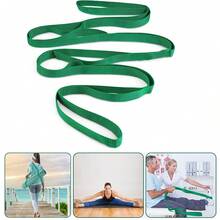 瑜伽拉伸帶物理治療運動用,10個環狀瑜伽拉伸帶,不彈性拉伸帶,針對普拉提運動,女性和男性皆適用,並含運動手冊 - 綠色 - 查看 1